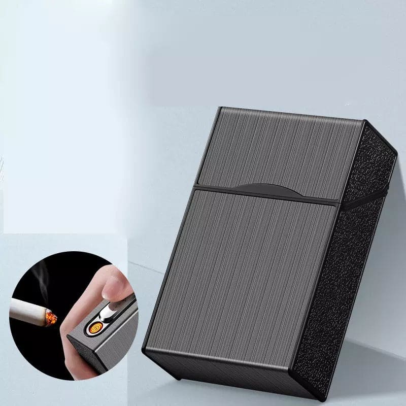 Three In One USB Rechargeable Lighter, 20 PCs Conventional Cigarette Boxes, Metal Windproof Tungsten Wire Lighter, Outdoor Waterproof Cigarette Case Three In One USB Rechargeable Lighter, 20 PCs Conventional Cigarette Boxes, Metal Windproof Tungsten Wire Lighter, Outdoor Waterproof Cigarette Case